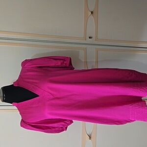 Emily McCarthy "Hampton" Mini-Dress in PINK~ Caftan, Puff Sleeve, V-Neck in XL